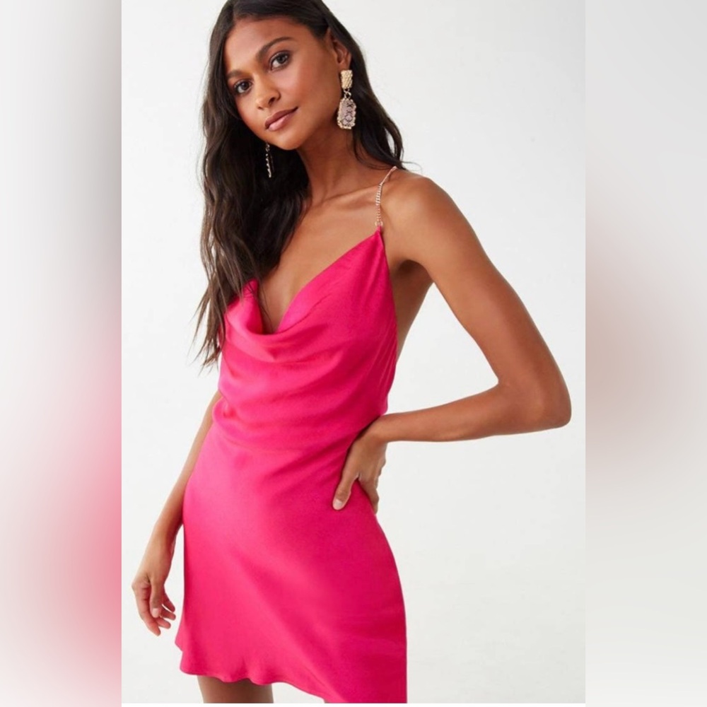 Pink Satin Backless Dress
